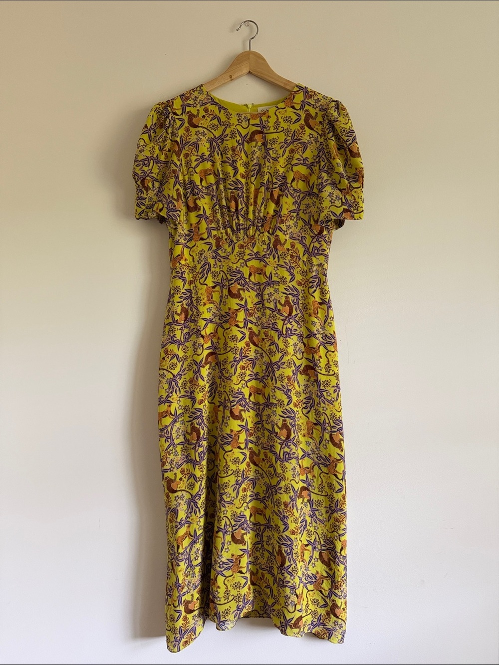 Saloni Bianca Silk Maxi Dress - Yellow Purple Boho Floral Print - Size 12 - Picture 3 of 12